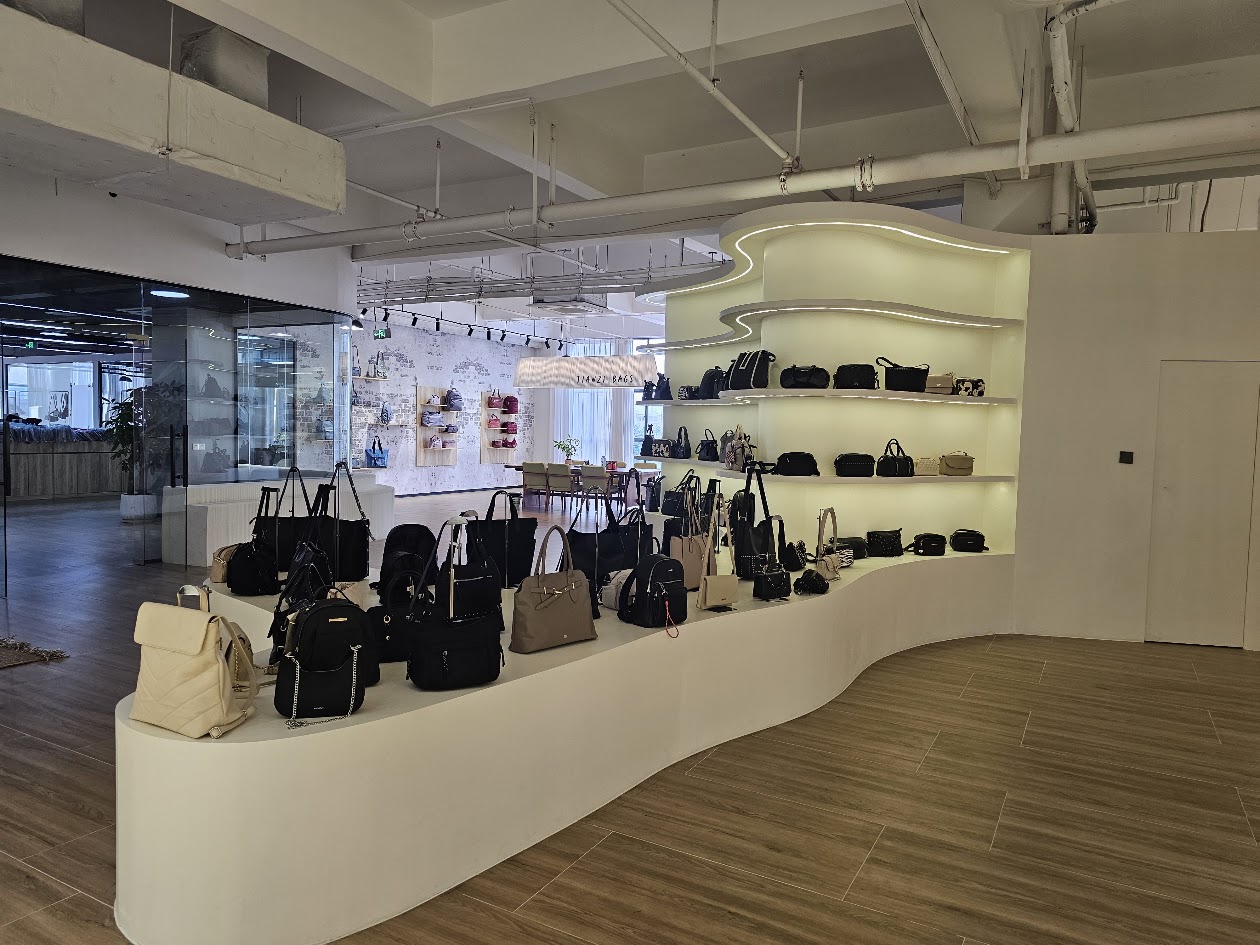 Wide view of the Tianzi showroom and product displays